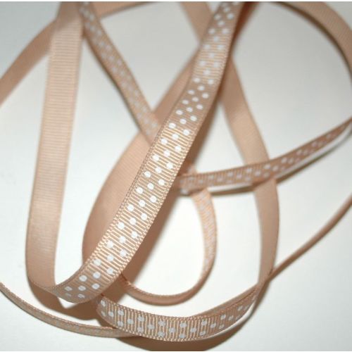 SRH Ribbon - Grosgrain 3/8" - Tan mit white Dots