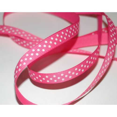 SRH Ribbon - Grosgrain 3/8" - Hot Pink mit white Dots