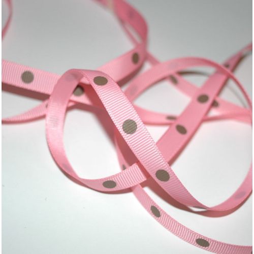 SRH Ribbon - Grosgrain 3/8" - Pink mit turftan Big Dots