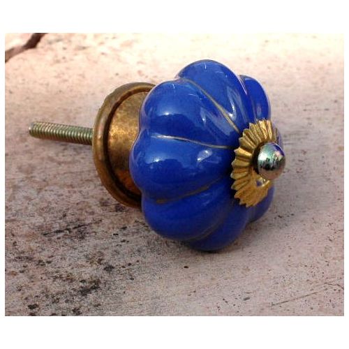 SRH Metal Art - Knob/Knopf Keramik Blau-Gold