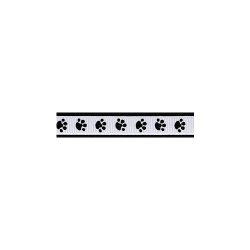 CHTR Ribbon - Grosgrain Paw Print White/Black