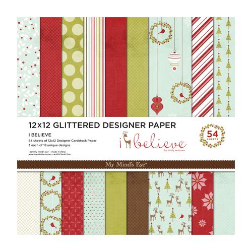 MYM Paper-Pad 12"x12" - I Believe Glitter Cardstock