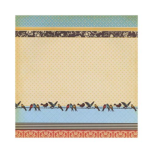 DCWV Cardstock - Mi Casa Bird Stripe Glitter