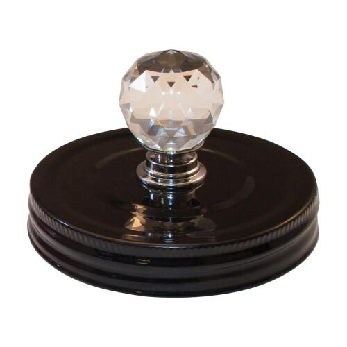 CCR Show Toppers - Lid Black with Crystal Knob für Wide Mouth Mason Jars