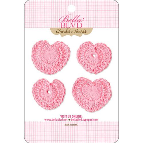 BLB Embellishments - Crochet Hearts Cotton Candy