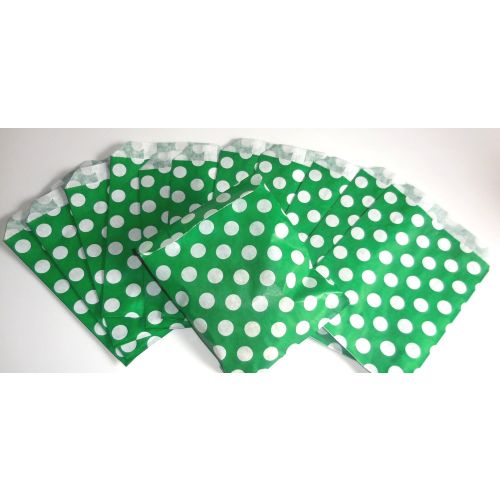 SRH Papiertüten - 12 Candy Bags/Flachbeutel Green Polka Dot