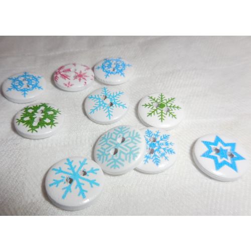 SRH Embellishments - Buttons/Knöpfe Schneeflocken-Mix 15 mm