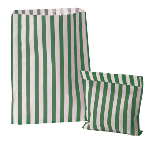 SRH Papiertüten - 12 Candy Bags/Flachbeutel Green Stripe