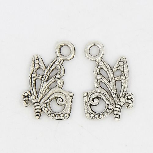 SRH Charm 5 Stück - Schmetterling/Butterfly Antique Silver