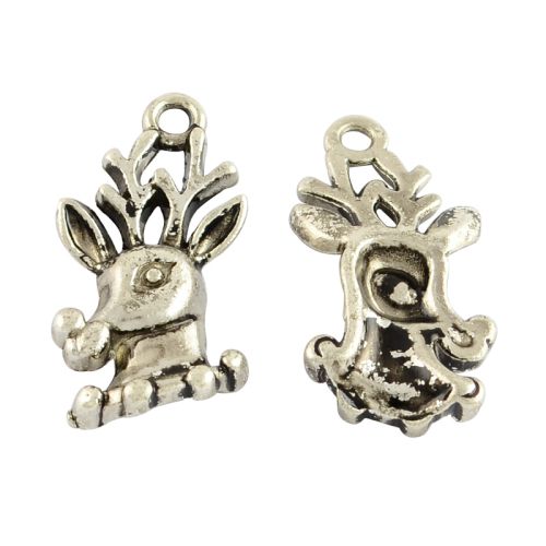 SRH Charm 3 Stück - Rentierkopf/Sika/Deer Antique Silber