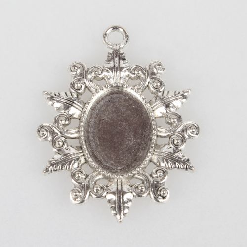 SRH Charm 3 Stück - Blätter Rahmen/Setting Antique Silber