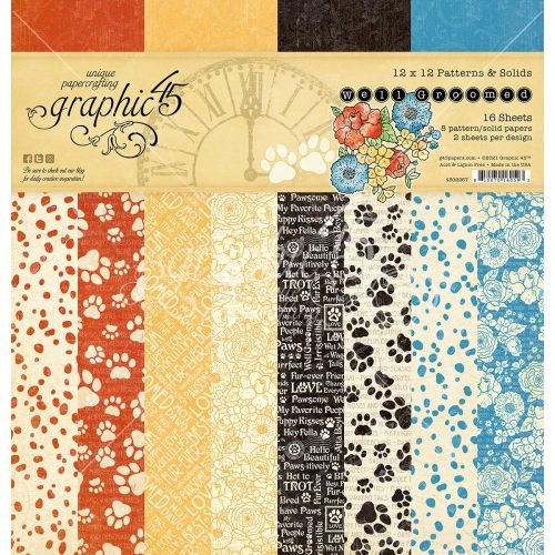 G45 Paper Pack 12"x12" - Well Groomed Pattern & Solids