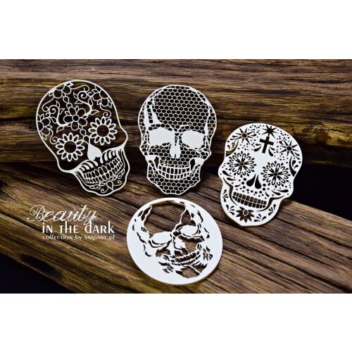 SNI Chipboard-Shapes/Laserstanzteile - Beauty in the Dark Openworks Skulls