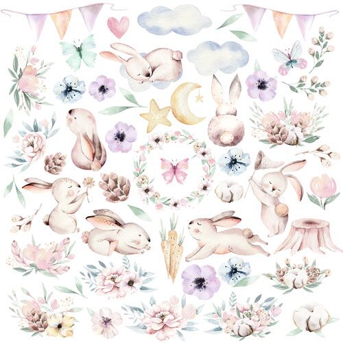 FDC Cut-Out Sheet 8"x8" - Sweet Bunny