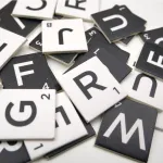 DVC Embellishment - Printed Letter Tiles Black and White...