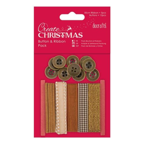 DOC Button & Ribbon - Create Christmas Bronze